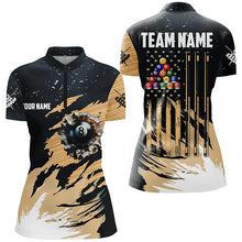 Load image into Gallery viewer, Customized Grunge American Flag 8 Ball Pool Women Billiard Shirts, Patriotic Pool Player Shirts TDM1721