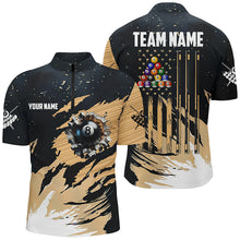 Load image into Gallery viewer, Customized Grunge American Flag 8 Ball Pool Men Billiard Shirts, Patriotic Pool Player Shirts TDM1721