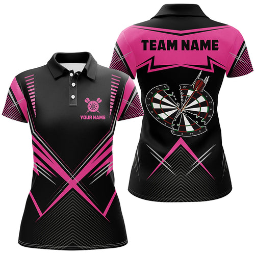 Funny Crack Darts Board Custom Darts Polo & Quarter-Zip Shirts For Women, Pink Darts Team Jersey TDM1724