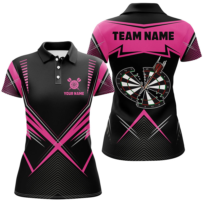Funny Crack Darts Board Custom Darts Polo & Quarter-Zip Shirts For Women, Pink Darts Team Jersey TDM1724