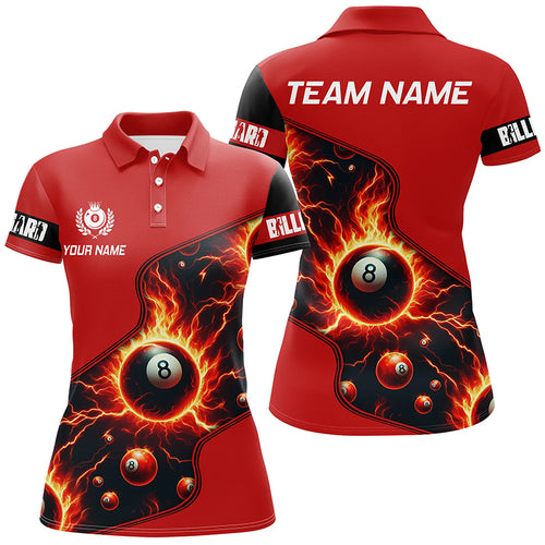 Personalized Red 8 Ball Fire 3D Printed Women Billiard Shirts Custom Billiard Jersey For Pool Player TDM1935