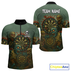 Funny Zombie Darts Shirt For Men Custom Darts Jerseys Team Polo & Quarter Zip, Darts Gifts TDM4282