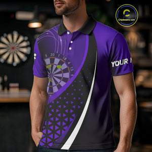 Black And Purple Dart Shirt With Pocket Option For Men Custom Dart Jersey TDM4284
