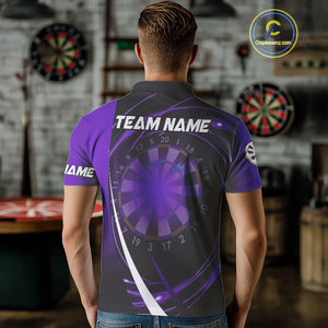 Black And Purple Dart Shirt With Pocket Option For Men Custom Dart Jersey TDM4284