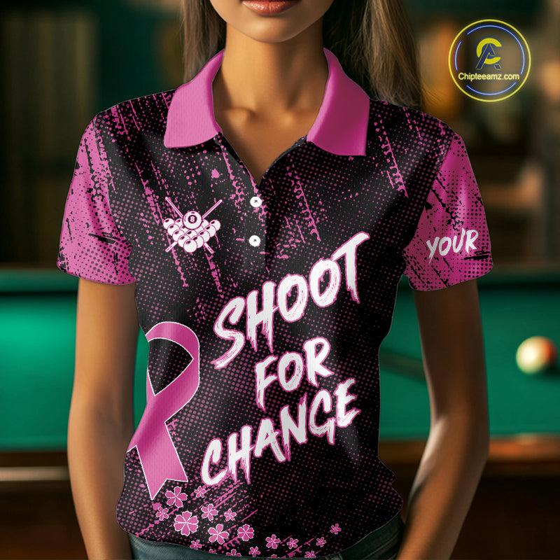 Shoot For Change Breast Cancer Awareness Billiard Shirt For Women Custom Pink Ribbon Billiard Jersey TDM4468
