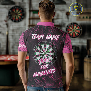 Aim With Heart Pink Ribbon Darts Shirt For Men Custom Breast Cancer Awareness Darts Jersey TDM4469