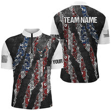 Load image into Gallery viewer, Grunge American Flag 8 Ball Pattern Custom Billiard Shirts For Men, Patriotic Billiard Jerseys TDM2399