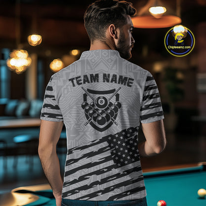 Personalized Grey US Flag Darts Shirt For Men Custom Darts Jersey, Darts Tournament Team Shirts TDM4905