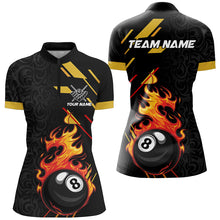 Load image into Gallery viewer, Funny 8 Ball Pool Flame Billiard Jerseys Custom Polo &amp; 1/4 Zip For Women, Billiard Team Shirts TDM2886