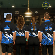 Load image into Gallery viewer, Personalized 8 Ball Billiard Jersey For Women Custom Black And Blue Pool Team Shirt Polo &amp; 1/4 Zip TDM5339
