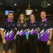 Load image into Gallery viewer, Personalized 8 Ball Billiard Jersey For Women Custom Black And Purple Pool Team Shirt Polo &amp; 1/4 Zip TDM5340
