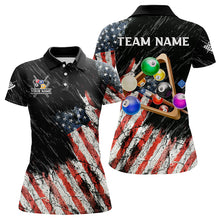 Load image into Gallery viewer, Personalized Retro Grunge American Flag Women Billiard Shirts Custom 3D Pool Ball Billiard Jerseys TDM3350