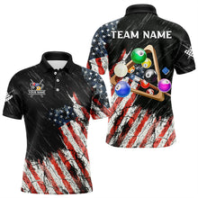Load image into Gallery viewer, Personalized Retro Grunge American Flag Men Billiard Shirts Custom 3D Pool Ball Billiard Jerseys TDM3350