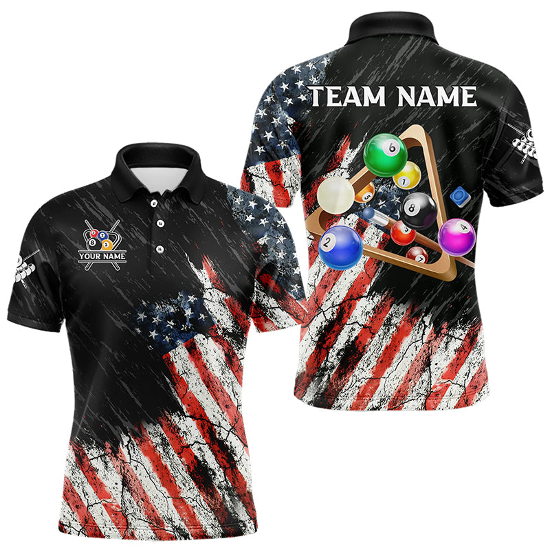 Personalized Retro Grunge American Flag Men Billiard Shirts Custom 3D Pool Ball Billiard Jerseys TDM3350