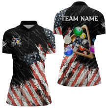 Load image into Gallery viewer, Personalized Retro Grunge American Flag Women Billiard Shirts Custom 3D Pool Ball Billiard Jerseys TDM3350
