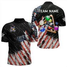 Load image into Gallery viewer, Personalized Retro Grunge American Flag Men Billiard Shirts Custom 3D Pool Ball Billiard Jerseys TDM3350