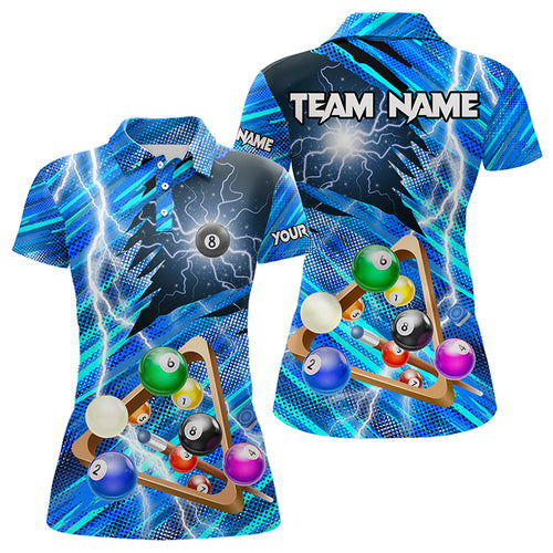 Blue Thunder Lightning 8 Ball Pool 3D Billiard Shirts For Women Custom Team League Billiard Jerseys TDM3353