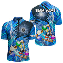 Load image into Gallery viewer, Blue Thunder Lightning 8 Ball Pool 3D Billiard Shirts For Men Custom Team League Billiard Jerseys TDM3353