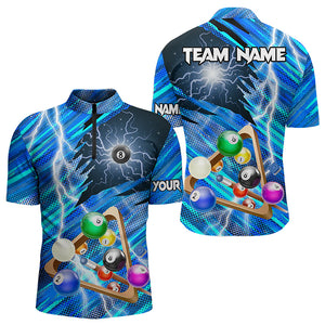 Blue Thunder Lightning 8 Ball Pool 3D Billiard Shirts For Men Custom Team League Billiard Jerseys TDM3353