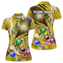 Load image into Gallery viewer, Yellow Thunder Lightning 9 Ball Pool 3D Billiard Shirts For Women Custom Team League Billiard Jerseys TDM3354