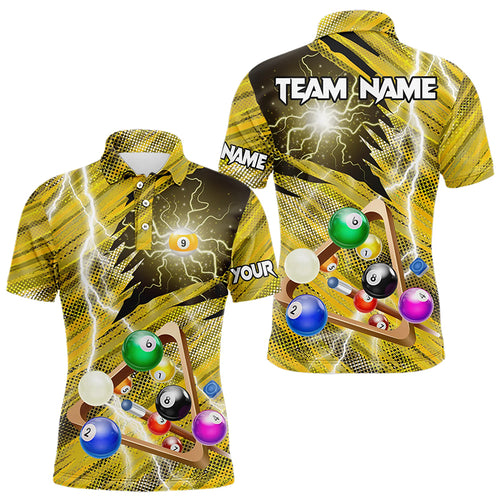 Yellow Thunder Lightning 9 Ball Pool 3D Billiard Shirts For Men Custom Team League Billiard Jerseys TDM3354