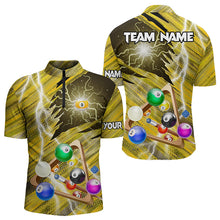 Load image into Gallery viewer, Yellow Thunder Lightning 9 Ball Pool 3D Billiard Shirts For Men Custom Team League Billiard Jerseys TDM3354