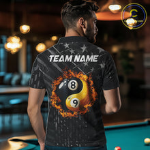 Load image into Gallery viewer, Black US Flag Ying And Yang 8 Ball &amp; 9 Ball Custom Billiard Shirts For Men Funny Billiard Jerseys  TDM3357