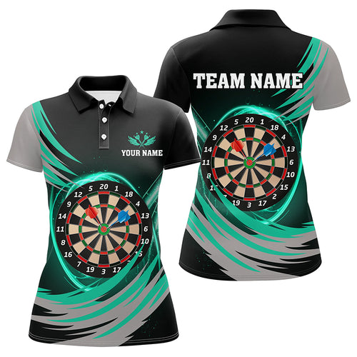 Personalized Black Turquoise Lighting Dart Board 3D Women Darts Polo Shirts Custom Darts Team Jerseys TDM1350