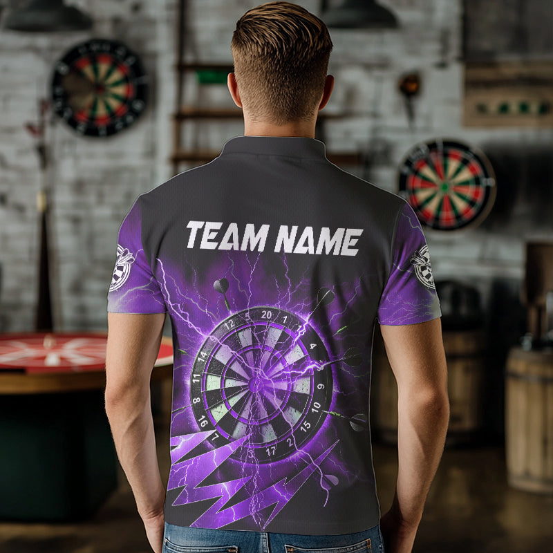 Personalized Purple Dartboard Thunder Storm Lighting Dart Shirts For Men Custom Team Dart Jerseys TDM3811