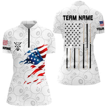 Load image into Gallery viewer, Personalized American Flag White Billiard Women Shirts Custom Patriotic Billiard Jerseys TDM1556