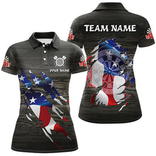 Load image into Gallery viewer, Personalized Grey Grunge American Flag Darts Shirts For Women Custom Patriotic Darts Team Jerseys TDM1558