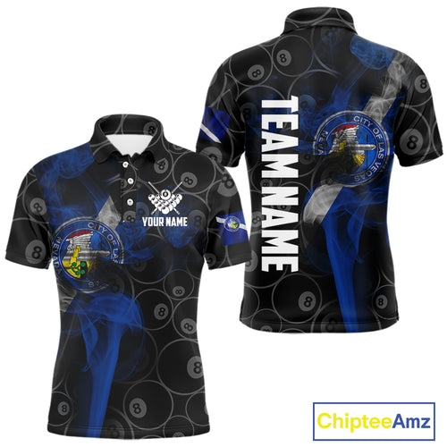 Personalized Las Vegas Flag Smoke Billiard Shirt For Men Custom 8 Ball Pool Team Jerseys TDM4287