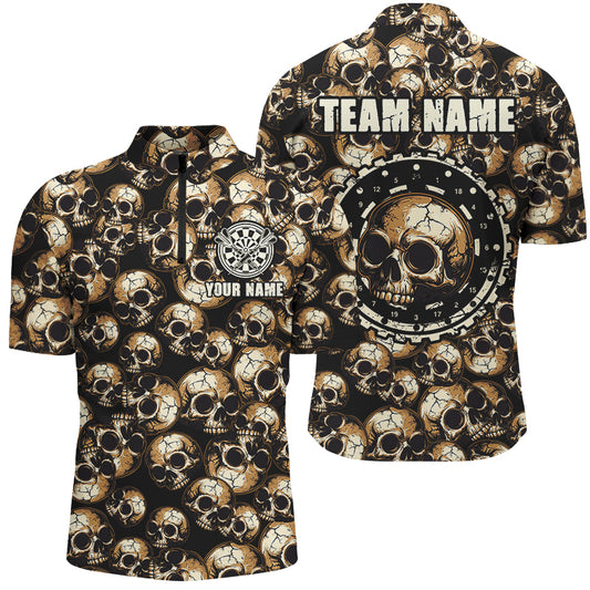 Personalized Retro Skull Pattern Darts Shirts For Men Custom Scary Darts Jerseys, Darts Uniform TDM2654