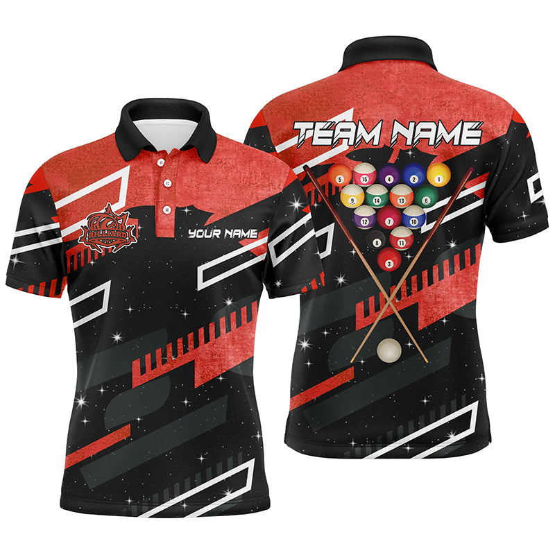 Personalized Red 8 Ball Galaxy Billiards Polo Shirts For Men Custom 3D Billiard Jerseys Shirts TDM0466