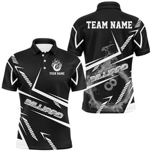 Load image into Gallery viewer, Personalized Black White Flame 8 Ball Billiard Shirts For Men, Billiard Team Shirts Pool Jerseys TDM2891