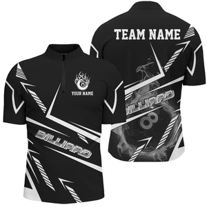 Personalized Black White Flame 8 Ball Billiard Shirts For Men, Billiard Team Shirts Pool Jerseys TDM2891