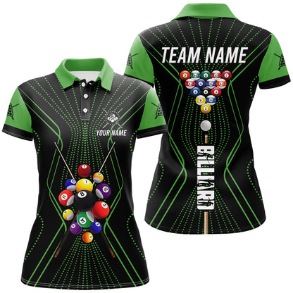 Black And Green Billiard Jerseys Halftone Pattern Custom Women Billiard Shirts, Billiard Team Uniform TDM2893