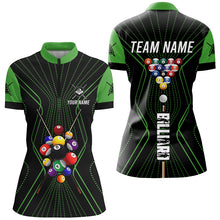 Load image into Gallery viewer, Black And Green Billiard Jerseys Halftone Pattern Custom Women Billiard Shirts, Billiard Team Uniform TDM2893