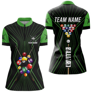 Black And Green Billiard Jerseys Halftone Pattern Custom Women Billiard Shirts, Billiard Team Uniform TDM2893