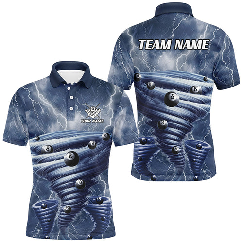 Blue Thunder Lightning Custom Storm Billiard Shirts For Men, 8 Ball Billiard Pool Team Jerseys TDM2895