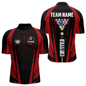 Black And Red Billiard Jerseys For Men Custom 8 Ball Pool Sport Billiard Team Shirts Short Sleeve TDM3361