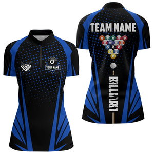 Black And Blue Billiard Jerseys For Women Custom 8 Ball Pool Sport Billiard Team Shirts Short Sleeve TDM3362