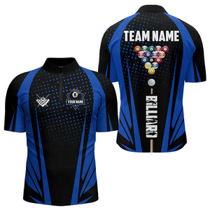 Black And Blue Billiard Jerseys For Men Custom 8 Ball Pool Sport Billiard Team Shirts Short Sleeve TDM3362