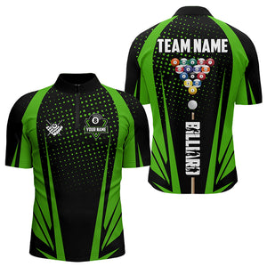 Black And Green Billiard Jerseys For Men Custom 8 Ball Pool Sport Billiard Team Shirts Short Sleeve TDM3363