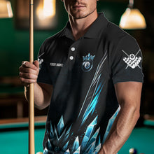 Load image into Gallery viewer, Personalized 3D Blue Icy Funny 8 Ball Pool Crown Men Billiard Polo Shirts Custom Billiard Jerseys TDM1169