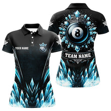 Load image into Gallery viewer, Personalized 3D Blue Icy Funny 8 Ball Pool Crown Women Billiard Polo Shirts Custom Billiard Jerseys TDM1169