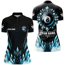 Load image into Gallery viewer, Customized Blue Icy Funny 8 Ball Pool Crown Women Quarter-Zip Shirts Custom Billiard Jerseys TDM1169