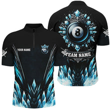 Load image into Gallery viewer, Customized Blue Icy Funny 8 Ball Pool Crown Men Quarter-Zip Shirts Custom Billiard Jerseys TDM1169