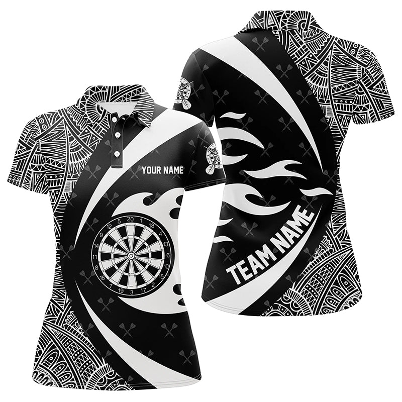 Personalized White And Black Tribal Pattern Darts Women Polo Shirts Custom Unique Darts Team Jersey TDM1358