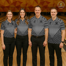 Load image into Gallery viewer, Bowling team wearing matching grey American flag jerseys during league competition front view.